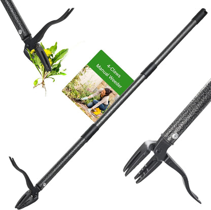 Weed Puller Tool, Stand Up Manual Weeder, Heavy Duty Garden Weeding Tool with 60 inch Long Handle,4