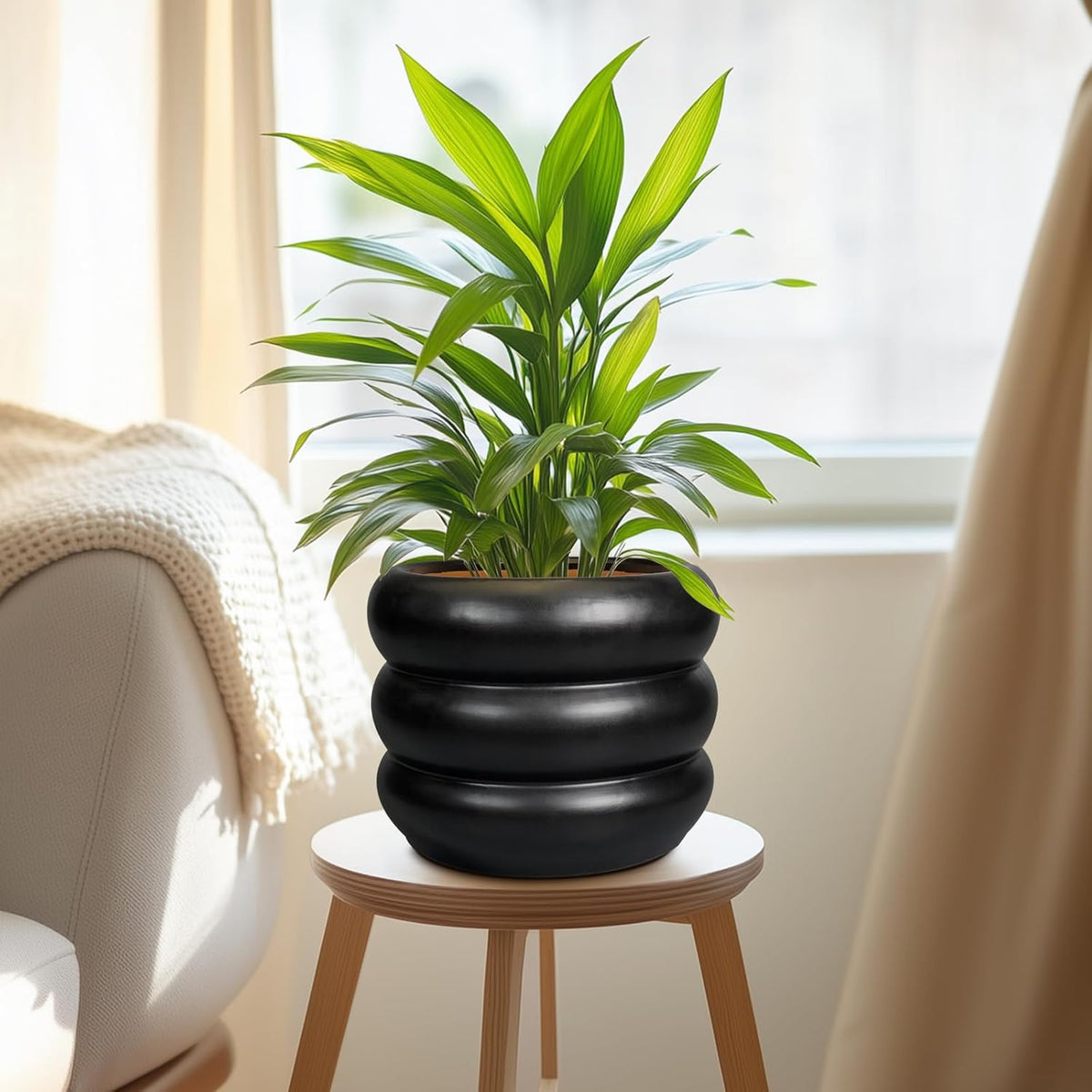 SQOWL Ceramic Pot for Plants 8 Inch - Indoor Plant Pot with Drainage Hole Planter for Outdoor