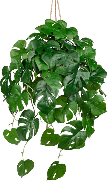 Large Fake Hanging Plants in Pot for Indoor & Outdoor, Long Artificial Hanging Monstera Plants
