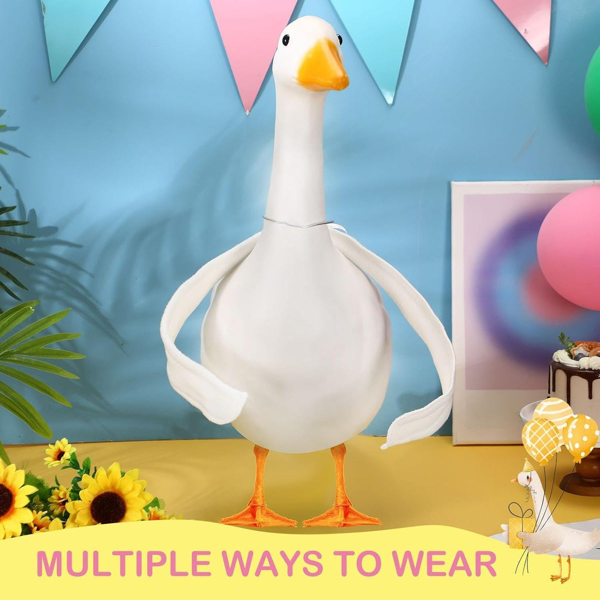 2 Pcs Poseable Goose Wings for 15”- 20" Porch Lawn Goose Outfit Accessories Poseable White Wings