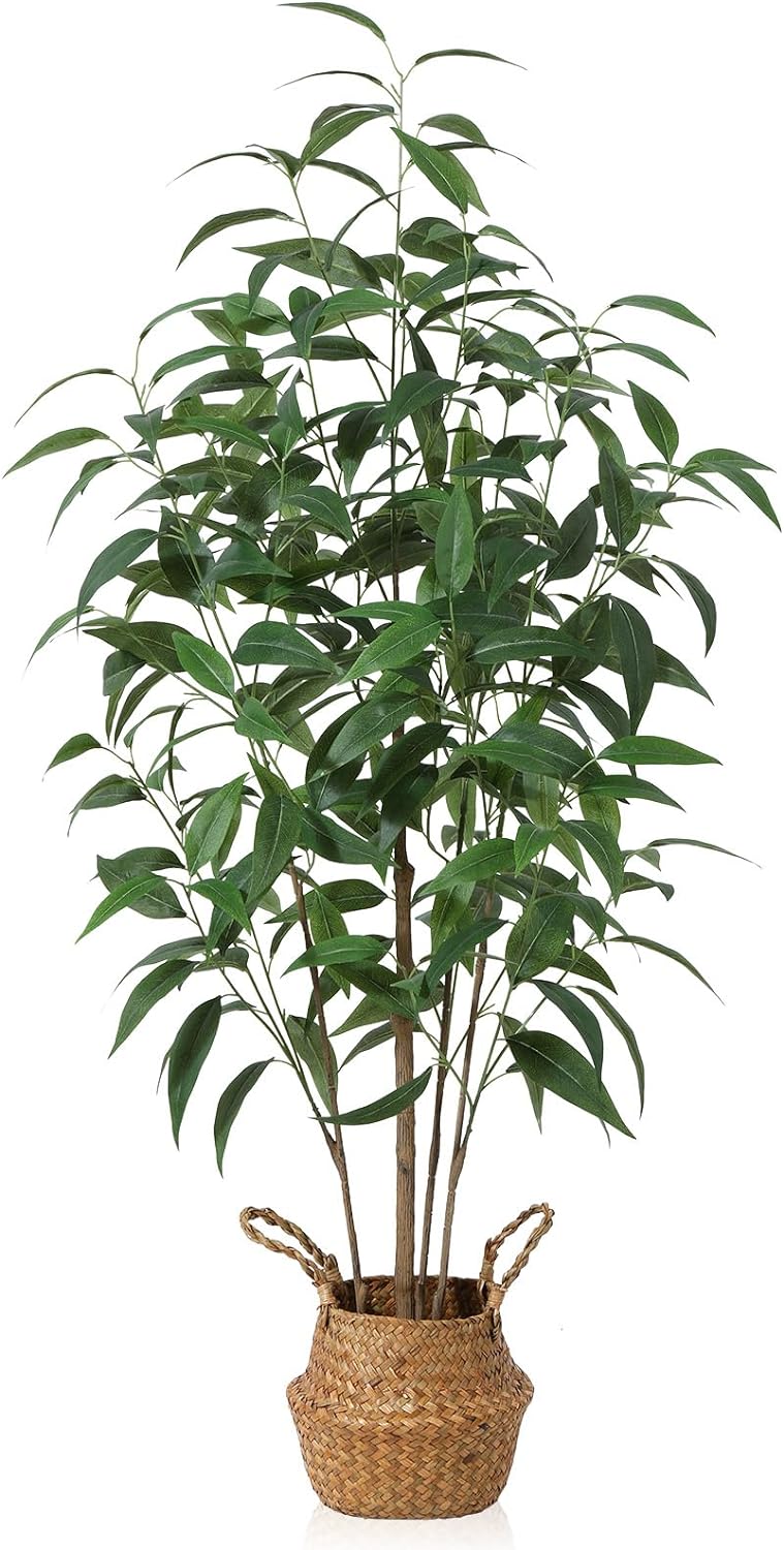 Artificial Eucalyptus Tree,4Ft Tree Fake Plant in Pot for Home and Office Decor,Potted Faux Plants