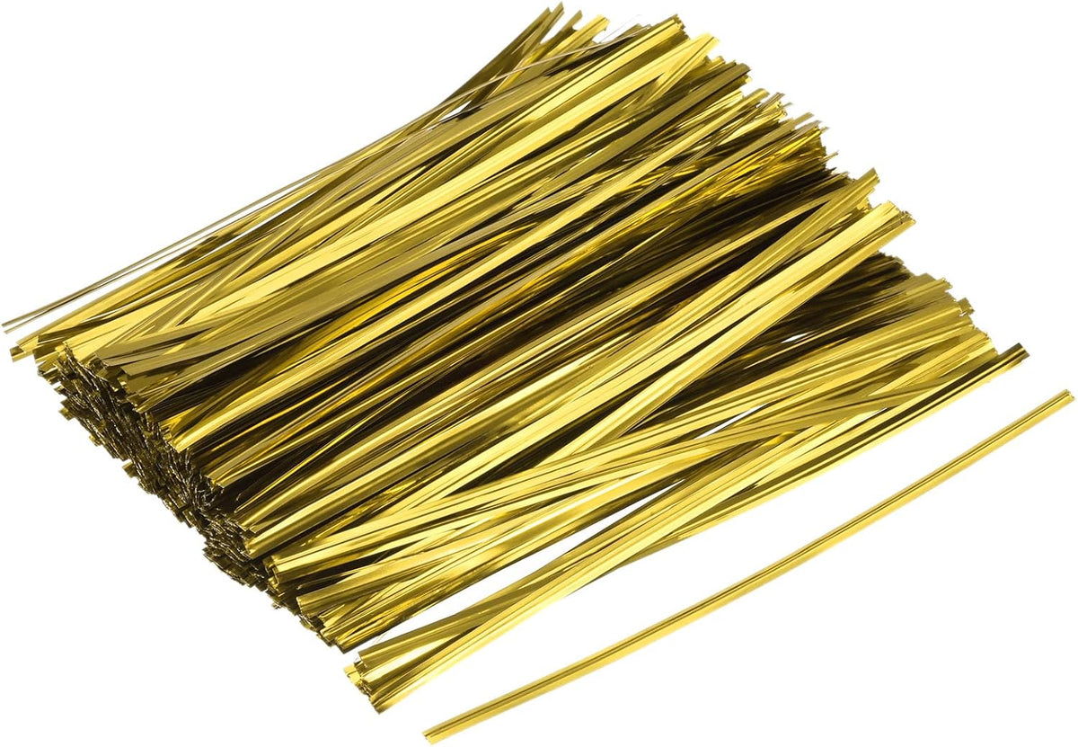 MECCANIXITY Foil Twist Ties 6" 15cm Metallic Plastic Closure Tie for Tying Bread, Candy, Cookies