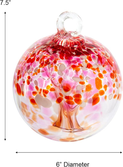 Dale Tiffany Hand Blown Glass, 6" Diameter Blush, Tree of Life Collection, Witch Globe Hanging