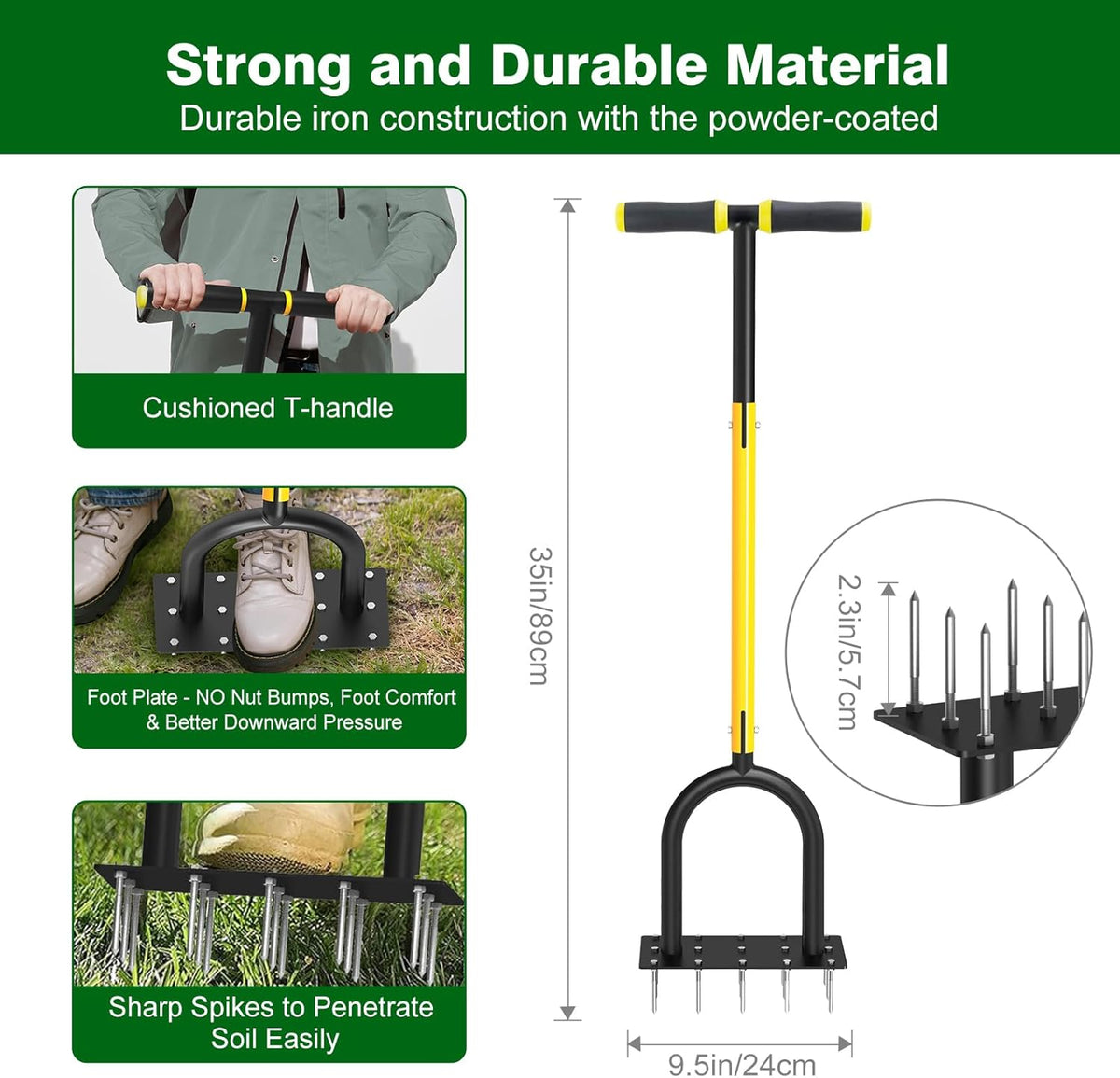Lawn Aerator Tool - Grass & Soil Aerator for Lawn & Yard Care, Durable Manual Lawn Aerator for