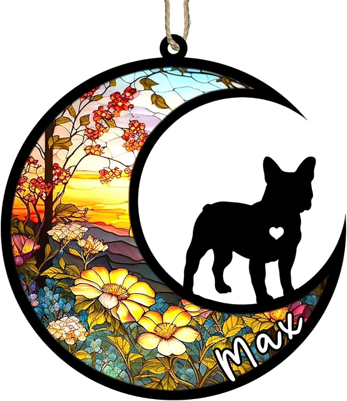 Personalized Dog Memorial, Custom Name French Bulldog-Frenchie Dog Christmas Ornament with Name