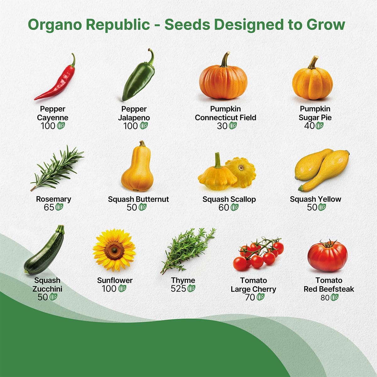 Organo Republic 25 Summer Vegetable & Herb Garden Seeds Variety Pack - 6,820+ Non-GMO Heirloom