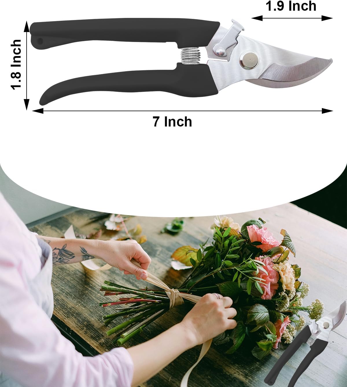 Pruning Shears for Gardening, 2 Pack Garden Scissors for Cutting Fresh Flowers, Floral Clippers for