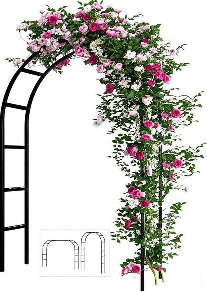 Adorox 7.8ft Garden Arch Trellis for Climbing Plants, Metal Arch Frame, Pumpkin Archway Outdoor
