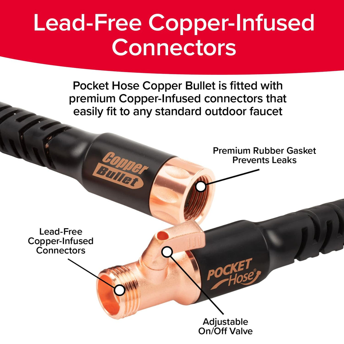 Pocket Hose 100 FT Copper Bullet Hose, 10-Pattern, 650psi