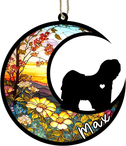 Personalized Dog Memorial, Custom Name Lhasa Apso Dog Christmas Ornament with Name, Custom Breeds