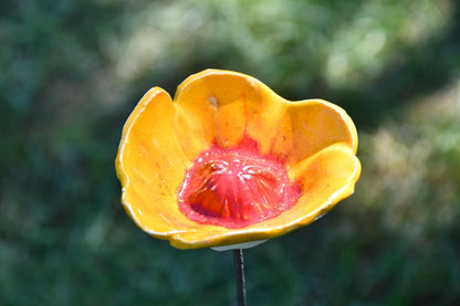 Ceramic Garden Decor - Flower Lawn Stake - Outdoor Statue - Perfect, Unique Gifts for Gardeners