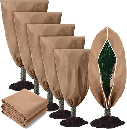 6 Pcs Plant Covers Freeze Protection Reusable Plant Protector with Zipper Frost Cloth Warm