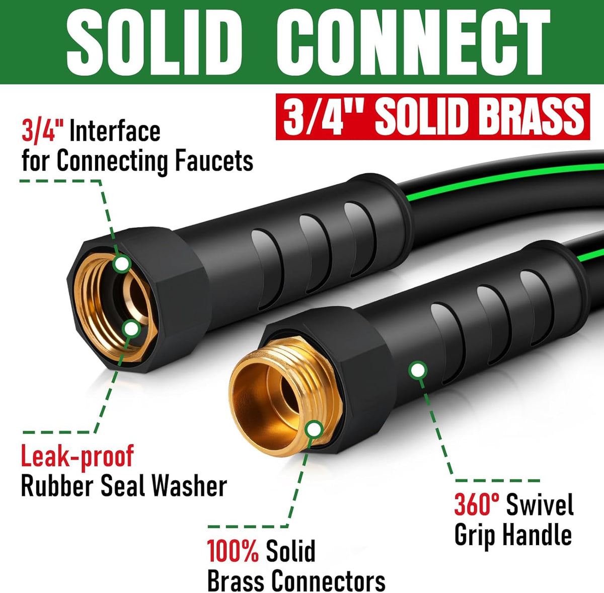 Heavy Duty Garden Hose 35ft, NON-EXPANDABLE Flexible Water Hose, Kink Resistant Lightweight Hybrid