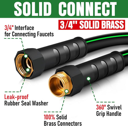 Heavy Duty Garden Hose 50ft, NON-EXPANDABLE Flexible Water Hose, Kink Resistant Lightweight Hybrid