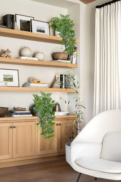 DILATATA Fake Hanging Plants Artificial Hanging Plants 26" Faux Pothos Leaves Plant for Wall Shelf