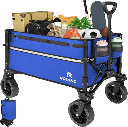 Collapsible Wagon Cart with Wheels Foldable - Folding Utility Heavy Duty Wagons Carts for Grocery