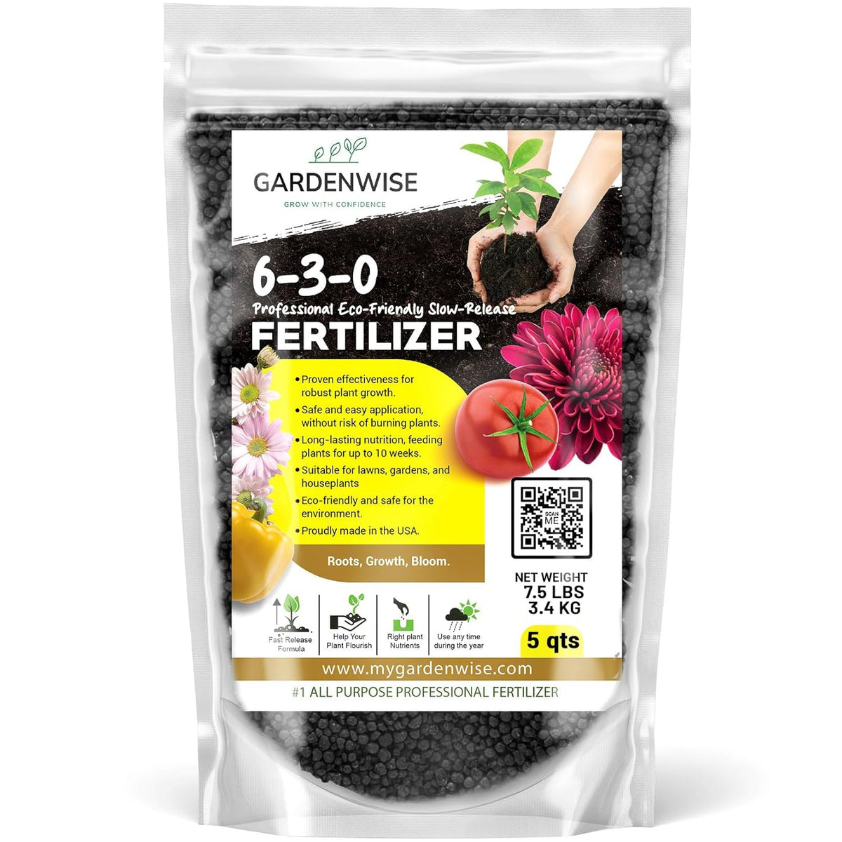 6-3-0 All-Purpose Professional Eco-Friendly Slow-Release Nitrogen Fertilizer with Iron &