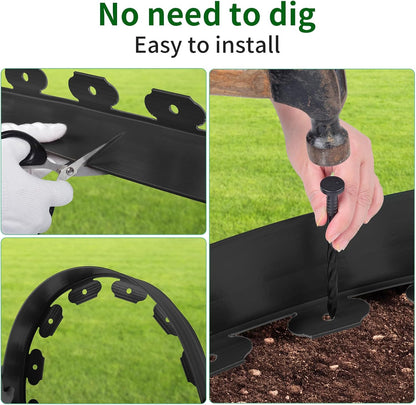 2 in x 40 Ft Garden Landscape Edging, No Dig Garden Edging Border Kit with Spikes for Flower Bed