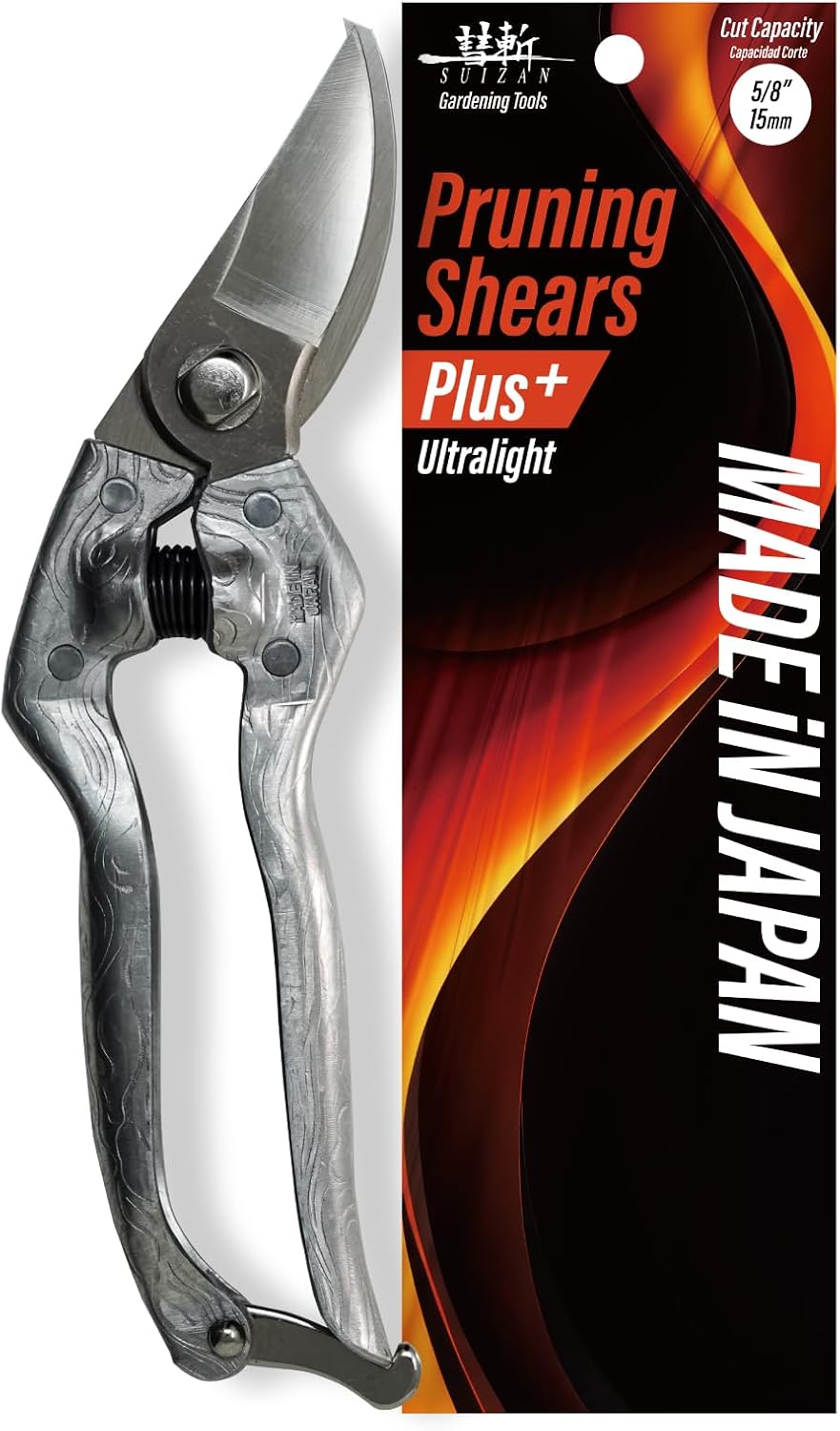 SUIZAN Bypass Pruning Shears 8.3” Plus Forged Aluminum Handle - Professional Japanese Hand Pruners