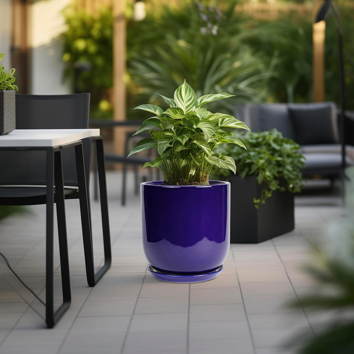 Ceramic Planter - 12 Inch Pots for Plants Ceramic Plant Pot Indoor with Drainage Hole and Saucer