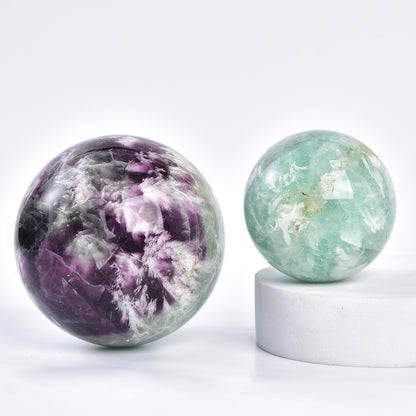 JIC Gem 2.7-3.1 inch(70-80mm) Large Crystal Ball Feather Fluorite Healing Crystals Sphere with