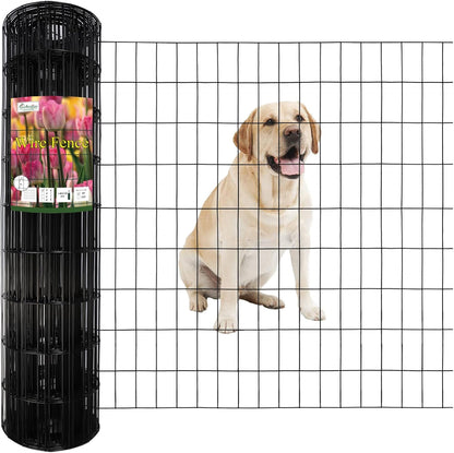 Black PVC Coated Welded Wire Fence 36 Inch x 50 Foot, 2 Inch x 4 Inch 14GA, Garden Border Fencing