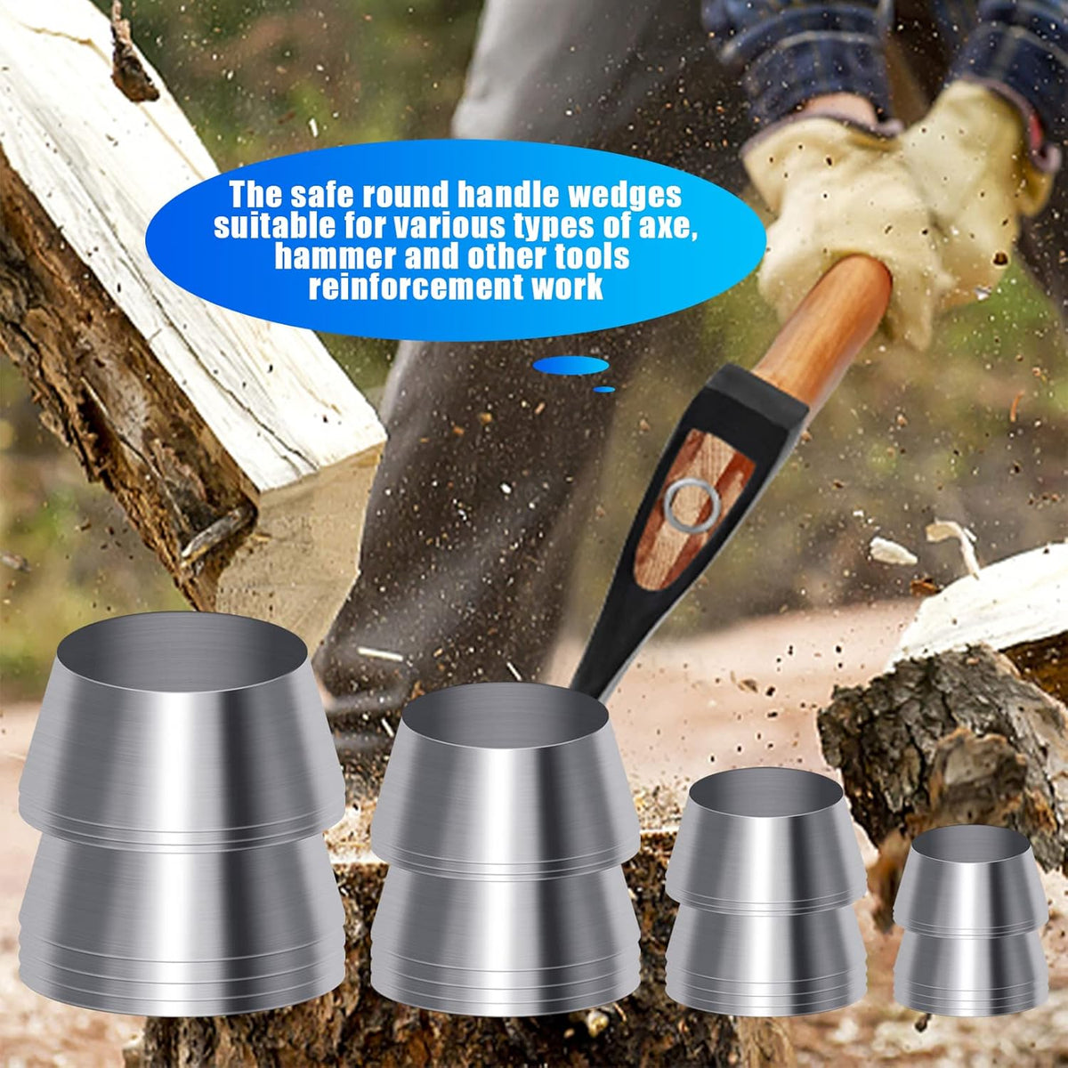 20 Pcs Safety Round Handle Wedges Axe Hand Metal Wedge Hammer Handle Steel Wedge Mauls Handle Wedge