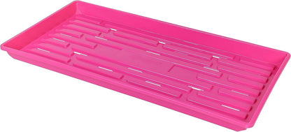 SUNPACK 10" x 20" Heavy Duty Shallow Plastic Seed Starting Tray, Magenta, 1" - Lined with Drainage