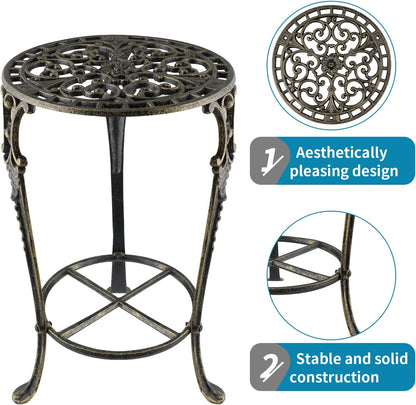 MDLUU Cast Iron Potted Plant Stand 18.8 Inch Tall, 2-Tier Planter Rack, Heavy Duty Flower Pot