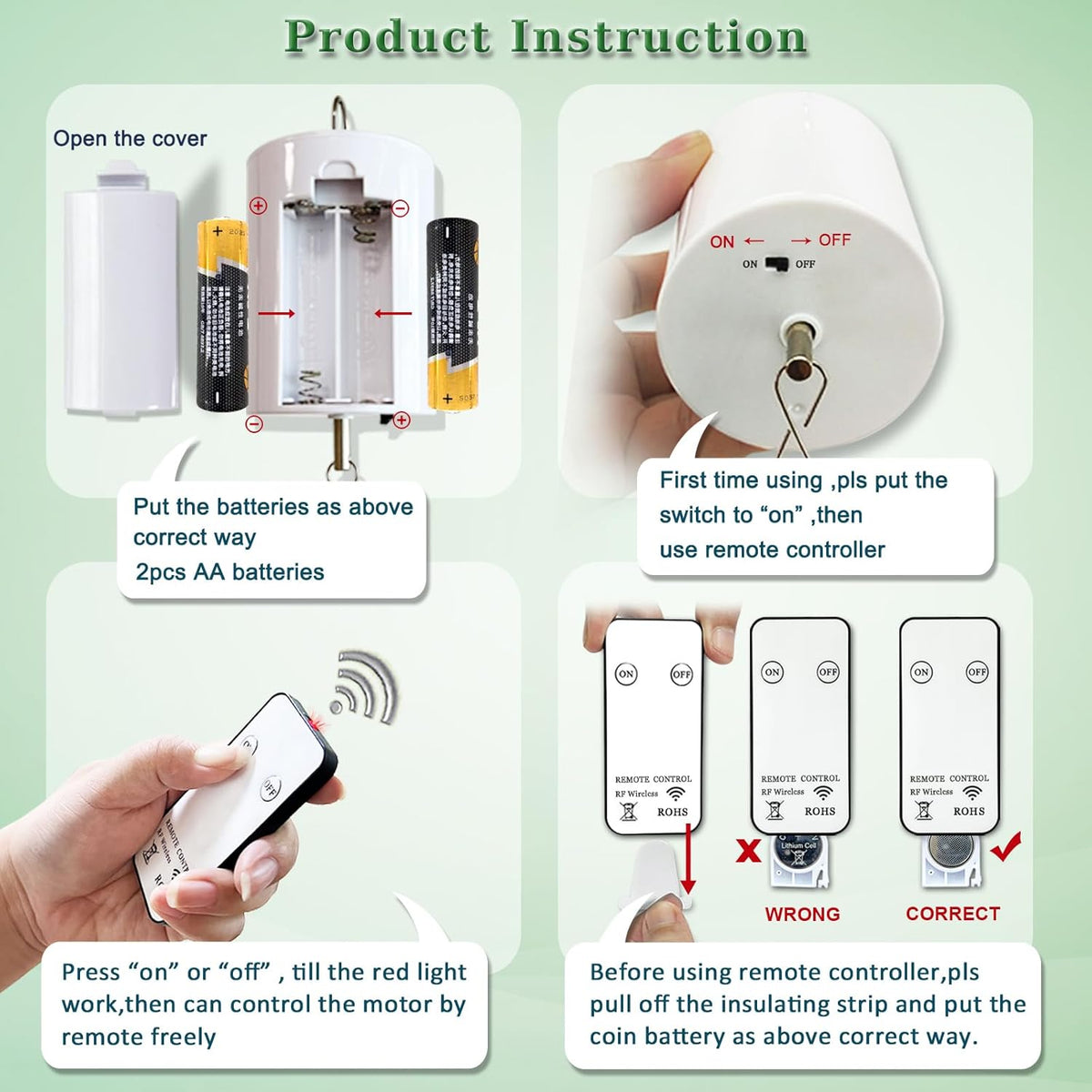 Fonmy Hanging Display Motor Rotating Motor w/ Remote Controller for Wind Spinner Hanging Decor