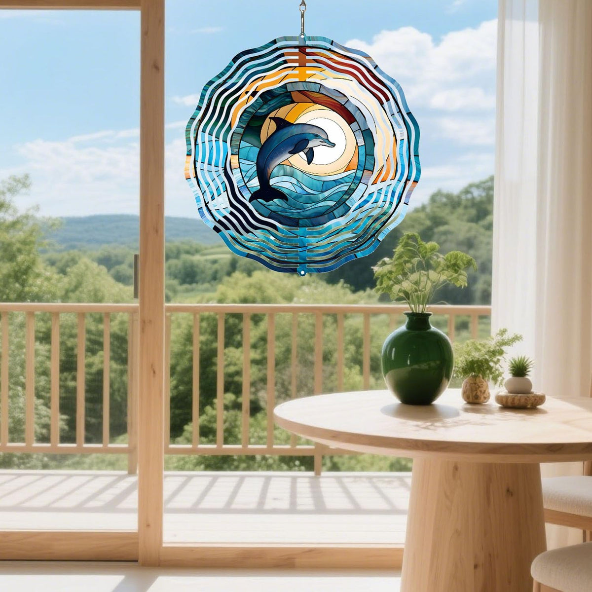 Metal 3D Wind Spinners Outdoor Dolphin Decorations Hanging, Festive Gifts for Women Mom Grandma