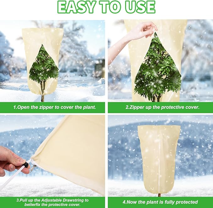 2 Pack 72"x47" Winter Plant Cover Freeze Protection, 3 oz/yd² Warm Shrub Cover with Zipper