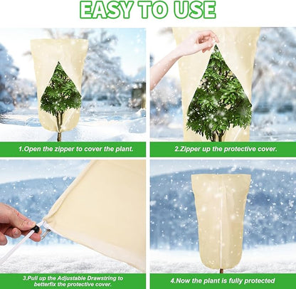 2 Pack 72"x47" Winter Plant Cover Freeze Protection, 3 oz/yd² Warm Shrub Cover with Zipper