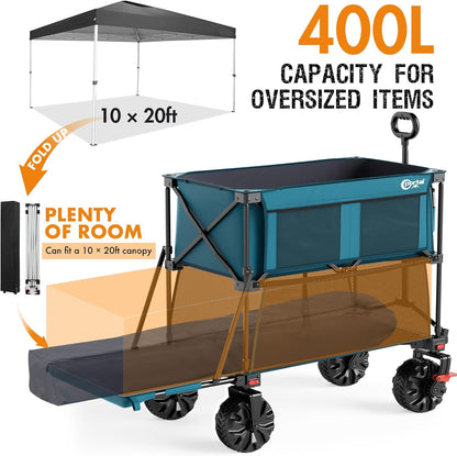 Portal Collapsible Large Double Decker Wagon with Brakes, 660lb Foldable Heavy Duty Utility Wagon