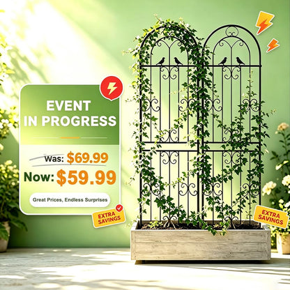 2 Pack 86.7" H x 19.7" W Metal Garden Trellis for Climbing Plants Outdoor, Black Lattice Panel