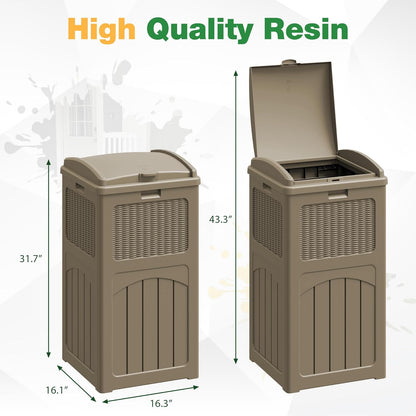 Flamaker 30 Gallon Trash Can, Resin Outdoor Garbage Can with Lid, Waterproof Hideaway Patio Waste