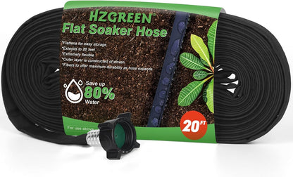 Flat Soaker Hose 20FT,Drip Hose for Garden Beds Linkable Irrigation System Lightweight and Easy