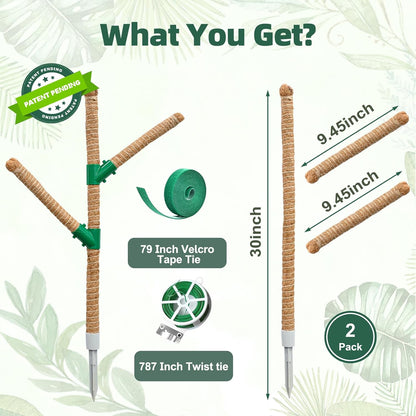 Moss Pole 30 Inch, 2 Pack Monstera Plant Support, Bendable Plant Stakes for Indoor Plants, Plant