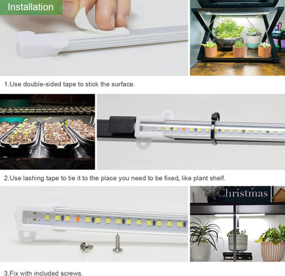 Wiaxulay LED Grow Light Strips, 6000K Full Spectrum Sunlike Growing Lamp with 6/12/16H Timer, 5