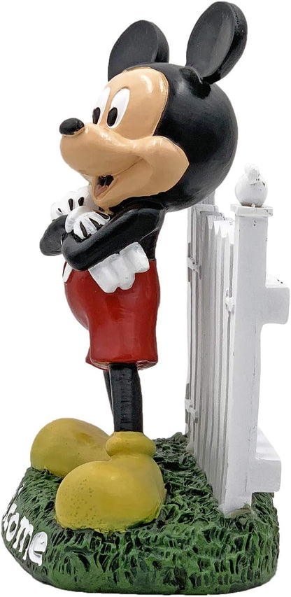 Disney Mickey Mouse Welcome Gate Everyday Outdoor Garden Statue, 7 inches Tall, Officially Licensed