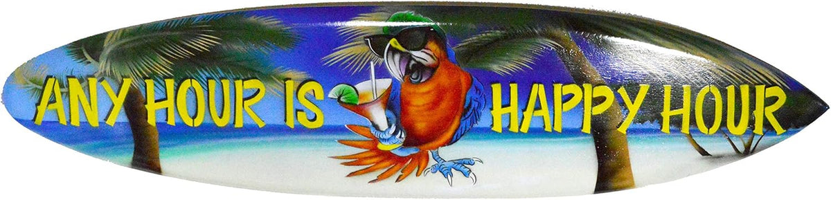 "ANY HOUR IS HAPPY HOUR" Beach Parrot Happy Hour Hard Wood Handmade AIRBRUSHED ART Corona Beer Palm