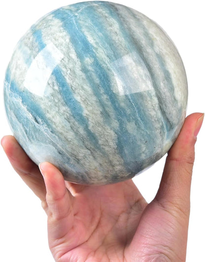 JIC Gem Natural Large Healing Crystal Sphere Ball Trolleite Crystal Decorative Ball Chakra