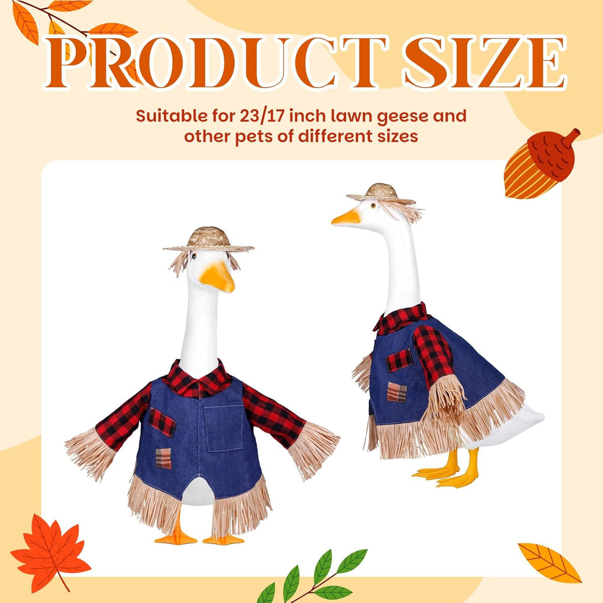 Scarecrow Goose Outfits Halloween Porch Goose Costume for 23inch Thankgiving Geese Clothes Fall