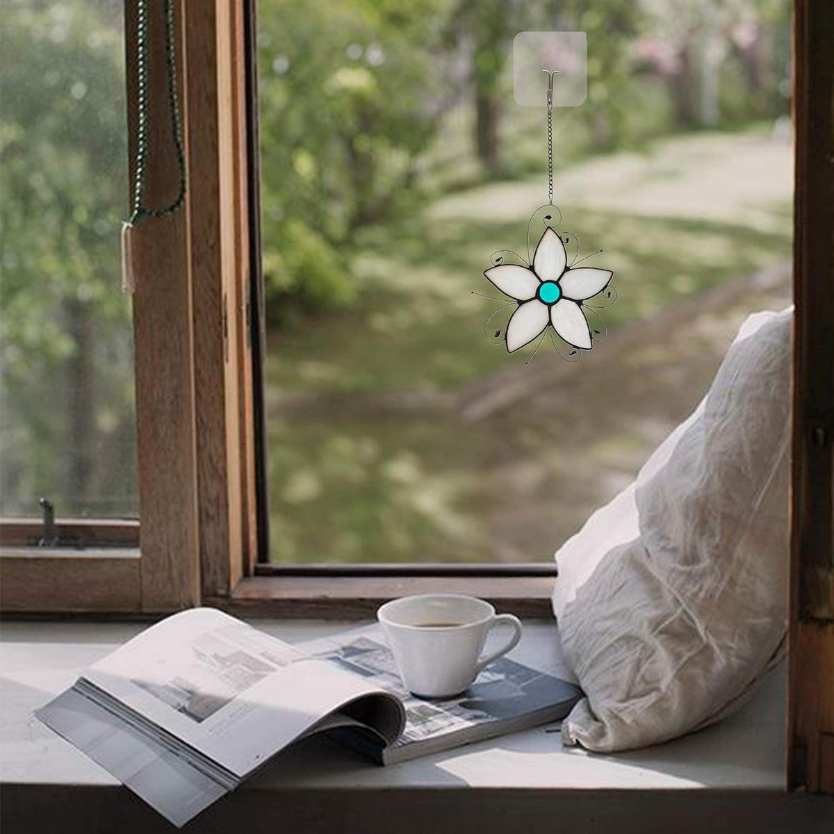Forget Me Not Flower Stained Glass Window Hangings,Flower Decoration Stained Glass Suncatcher for