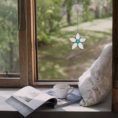 Forget Me Not Flower Stained Glass Window Hangings,Flower Decoration Stained Glass Suncatcher for
