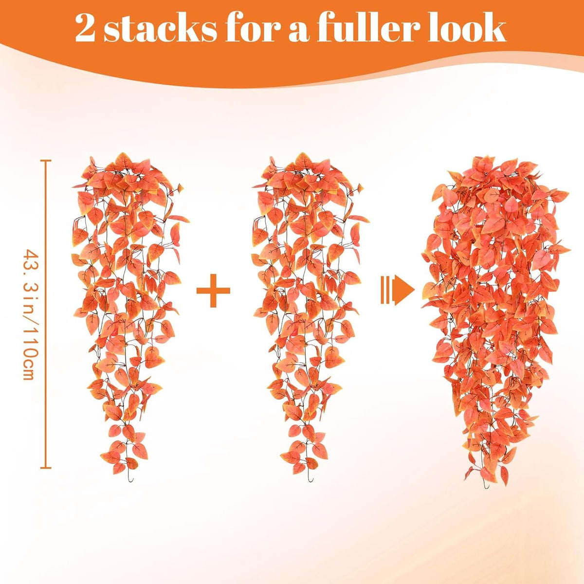 BLEUM CADE Fake Hanging Plants, 2pcs Artificial Hanging Plant, Faux Orange Vines Hanging Plant for