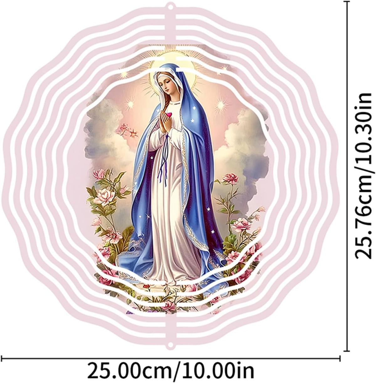 Virgin Mary Prayer Wind Spinner, Metal Wind Spinners Outdoor Indoor,Virgin Mary Hanging Garden
