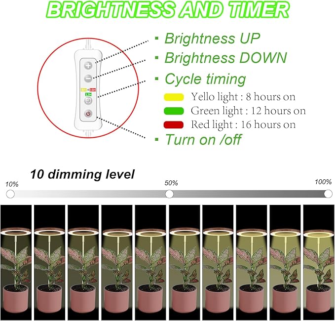 yadoker Plant Grow Light, LED Growing Light Full Spectrum for Indoor Plants,Height Adjustable
