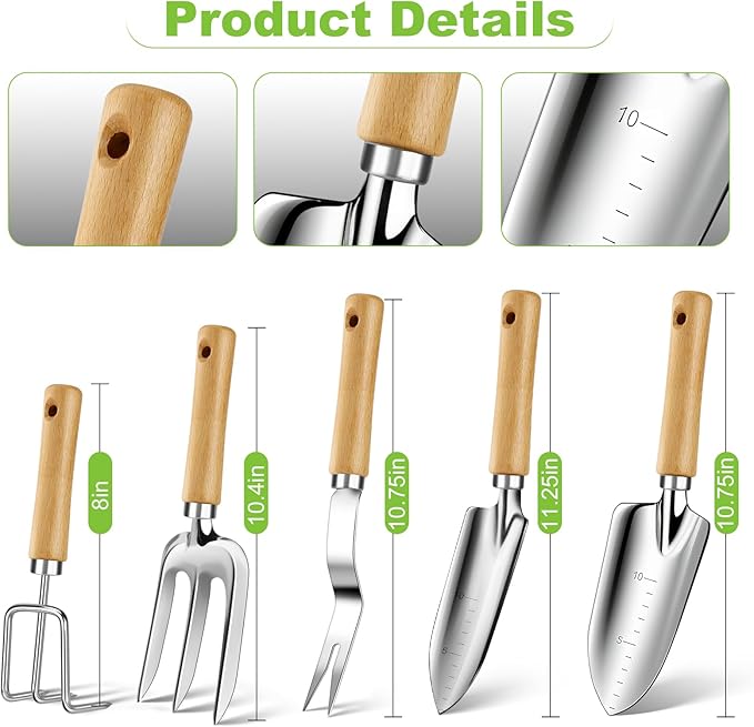 Gardening Tools Set, 11-Piece Heavy Duty Garden Tools Including Garden Gloves,Anti Rust Gardening