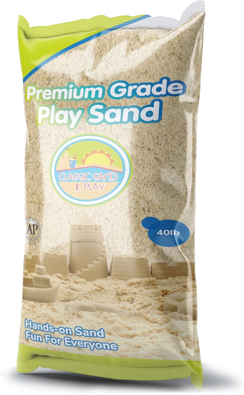 Classic Sand and Play Sand for Sandbox, Table, Therapy, and Outdoor Use, 40 lb. Bag, Natural